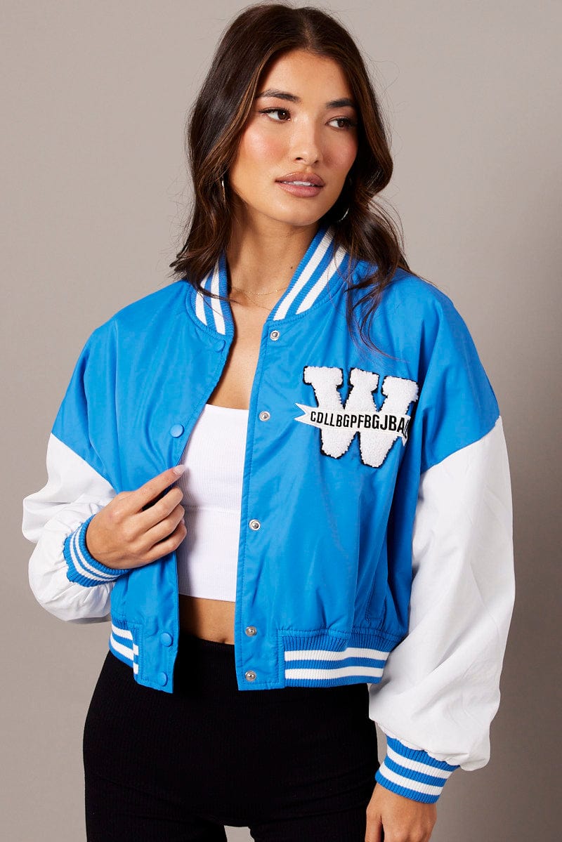 Blue NYC Varsity Bomber Jacket for Ally Fashion