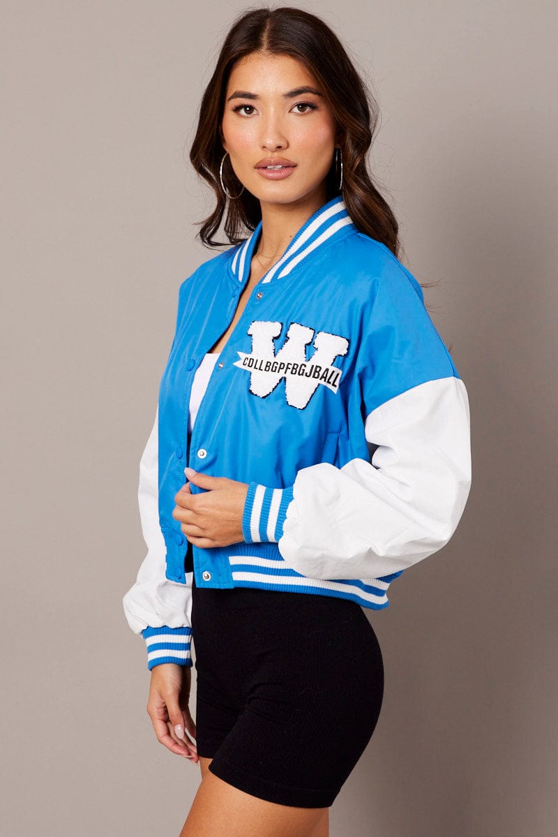 Blue NYC Varsity Bomber Jacket for Ally Fashion