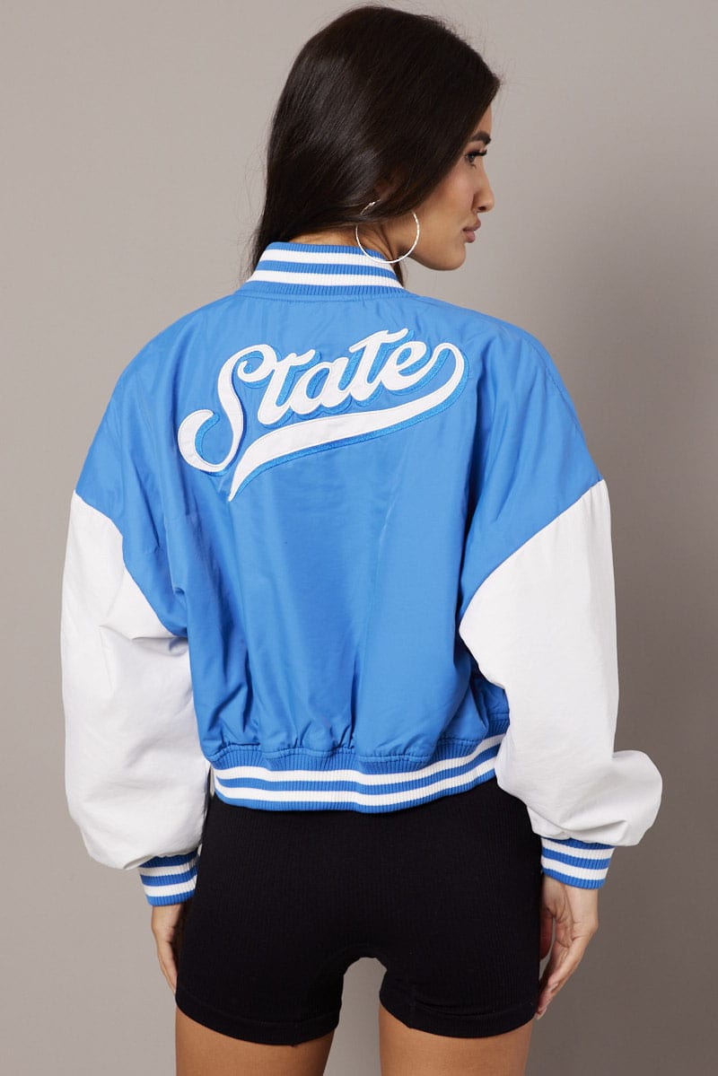 Blue NYC Varsity Bomber Jacket for Ally Fashion