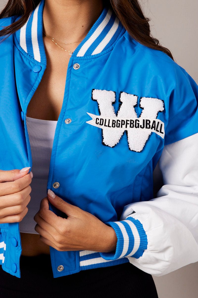 Blue NYC Varsity Bomber Jacket for Ally Fashion