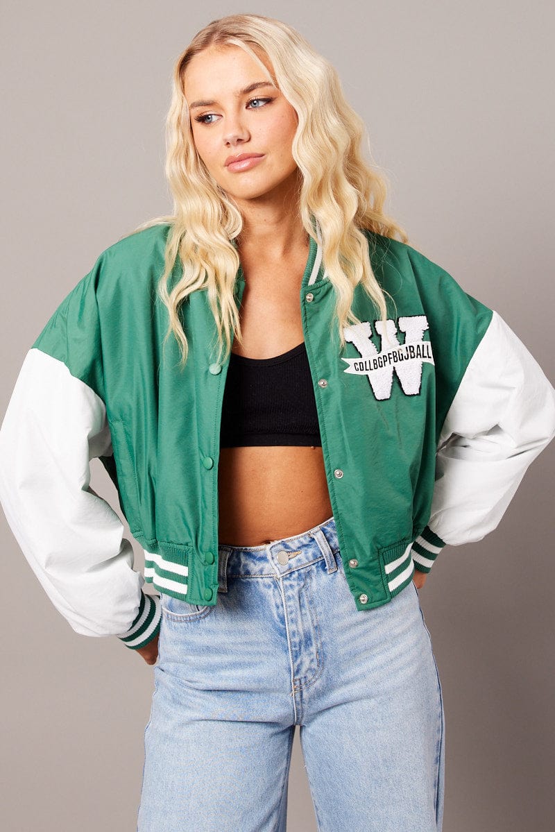 Green NYC Varsity Bomber Jacket for Ally Fashion