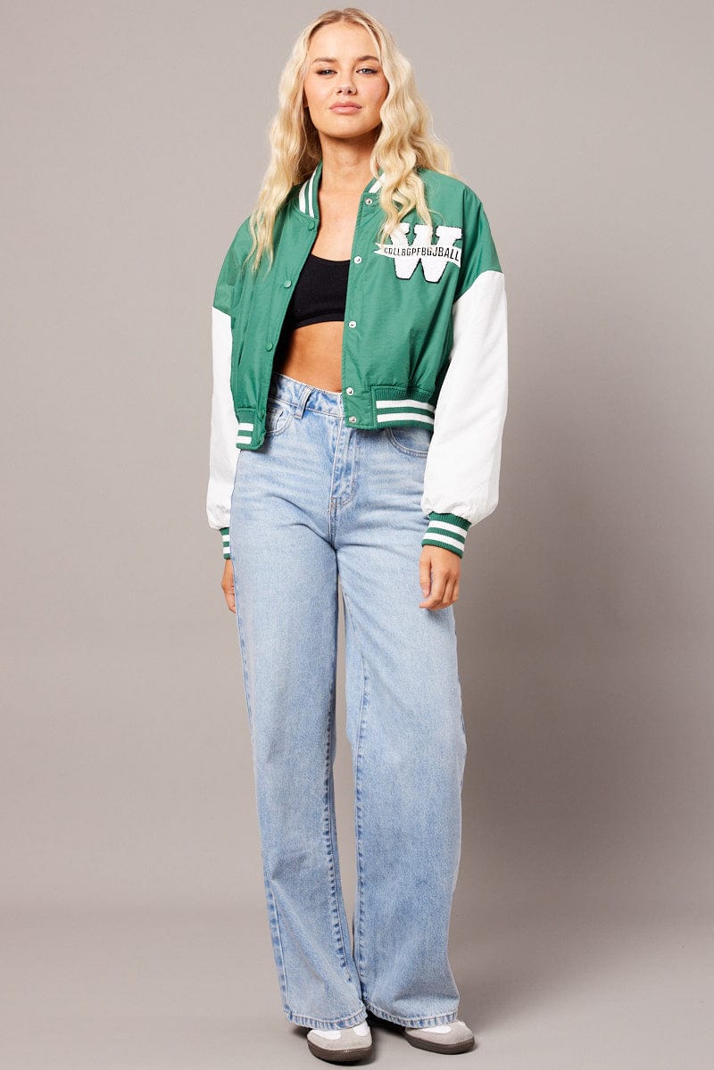 Green NYC Varsity Bomber Jacket for Ally Fashion