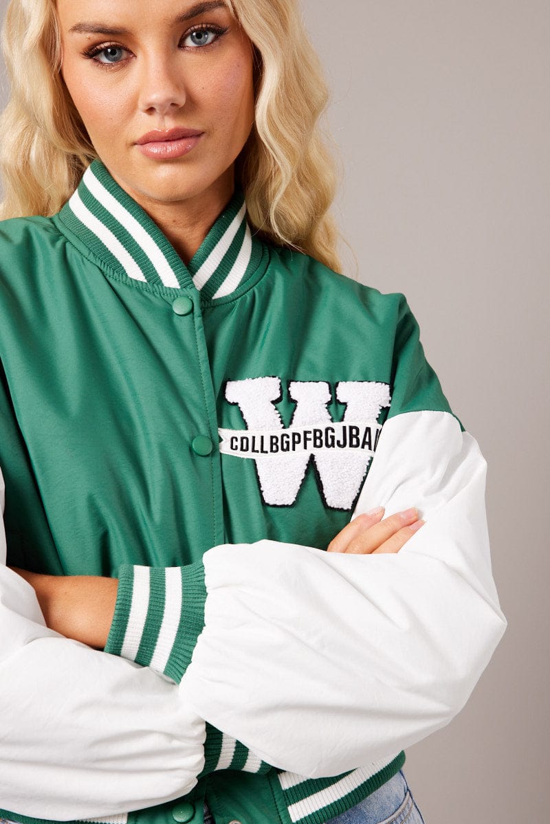 Green NYC Varsity Bomber Jacket for Ally Fashion