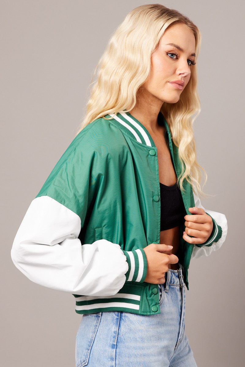 Green NYC Varsity Bomber Jacket for Ally Fashion