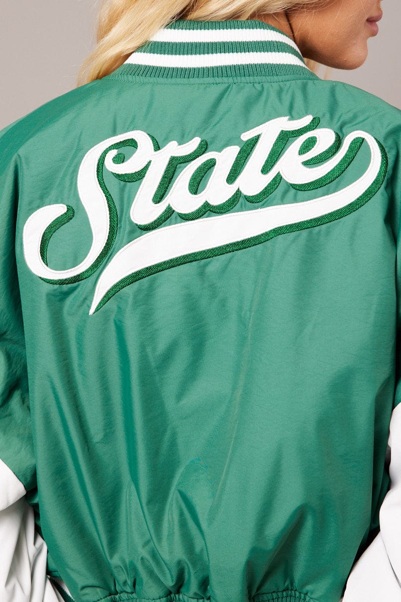 Green NYC Varsity Bomber Jacket for Ally Fashion