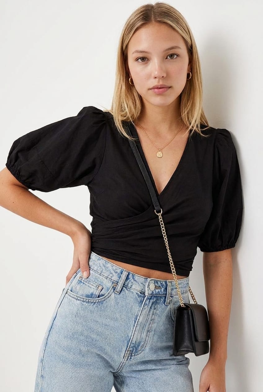 Black Crop Bolero Short Sleeve