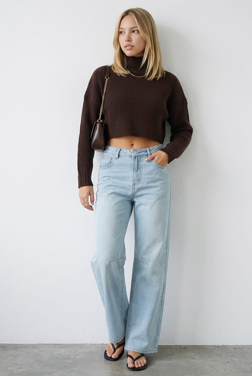 Denim Barrel Jeans Mid Rise