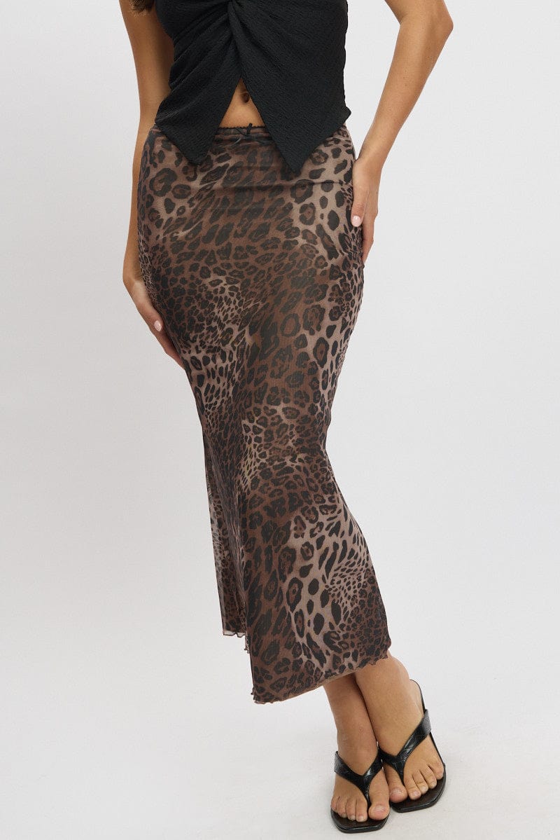 Animal Leopard Print Skirt Midi Maxi Ally Fashion