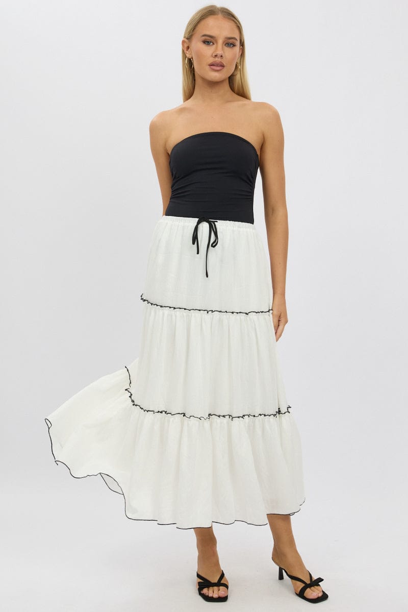 White Tiered Maxi Skirt for Ally Fashion