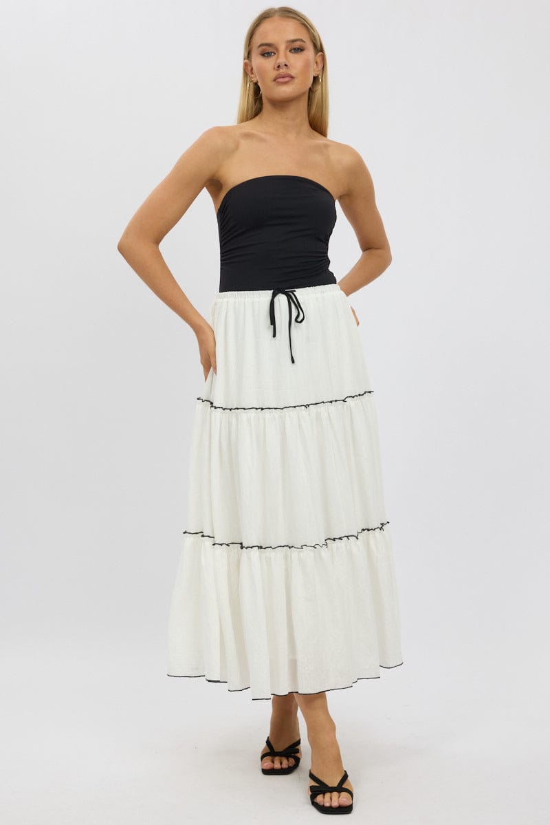 White Tiered Maxi Skirt for Ally Fashion