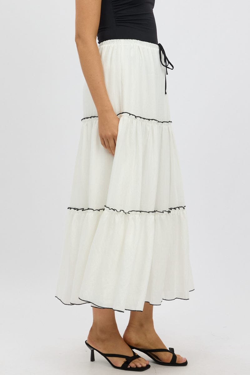 White Tiered Maxi Skirt for Ally Fashion