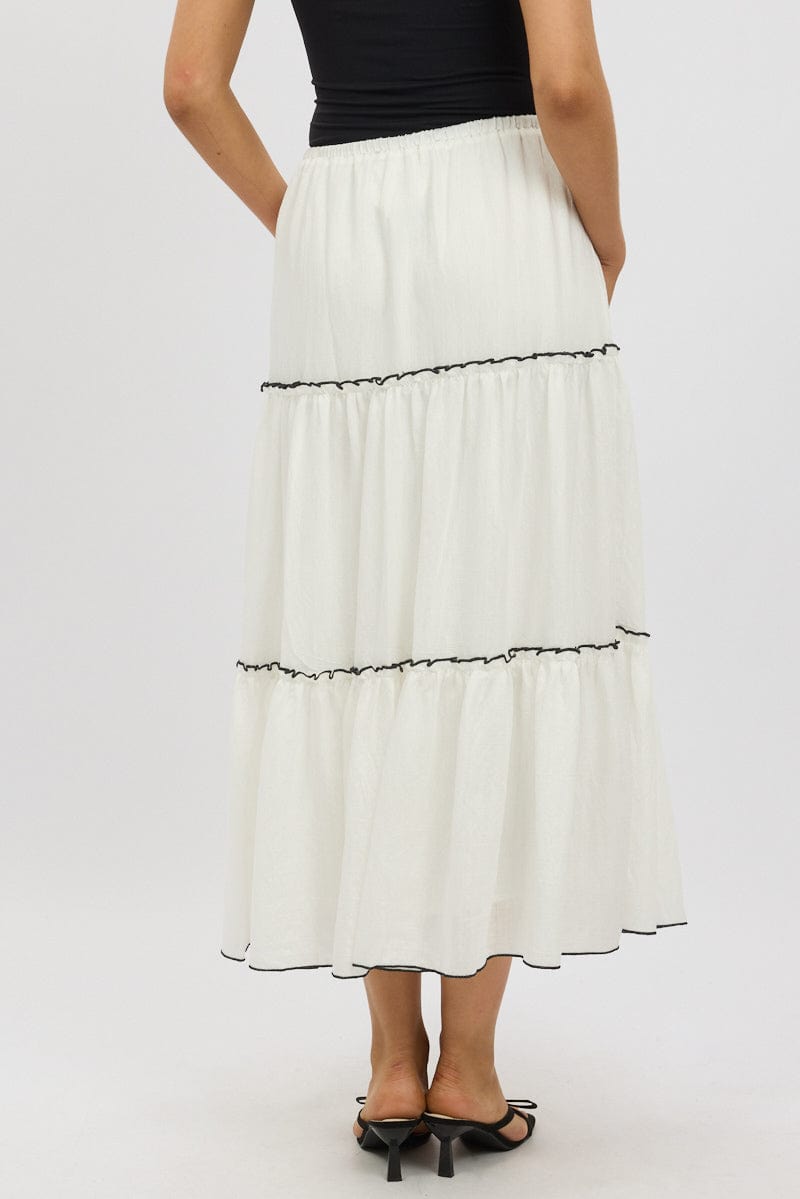 White Tiered Maxi Skirt for Ally Fashion