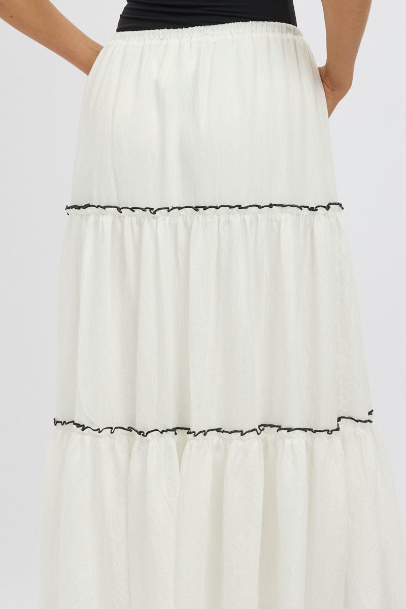 White Tiered Maxi Skirt for Ally Fashion