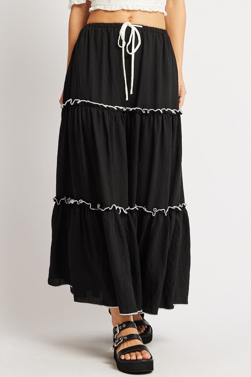 Black Tiered Maxi Skirt for Ally Fashion