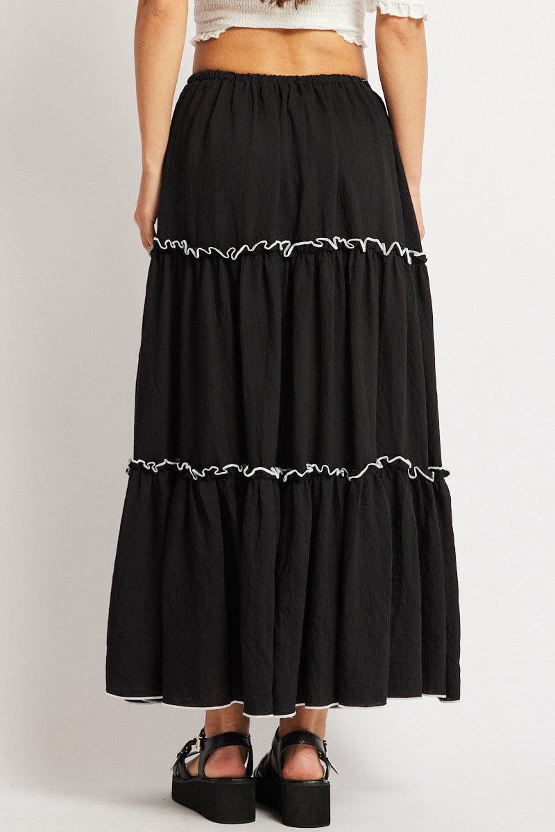 Black Tiered Maxi Skirt for Ally Fashion