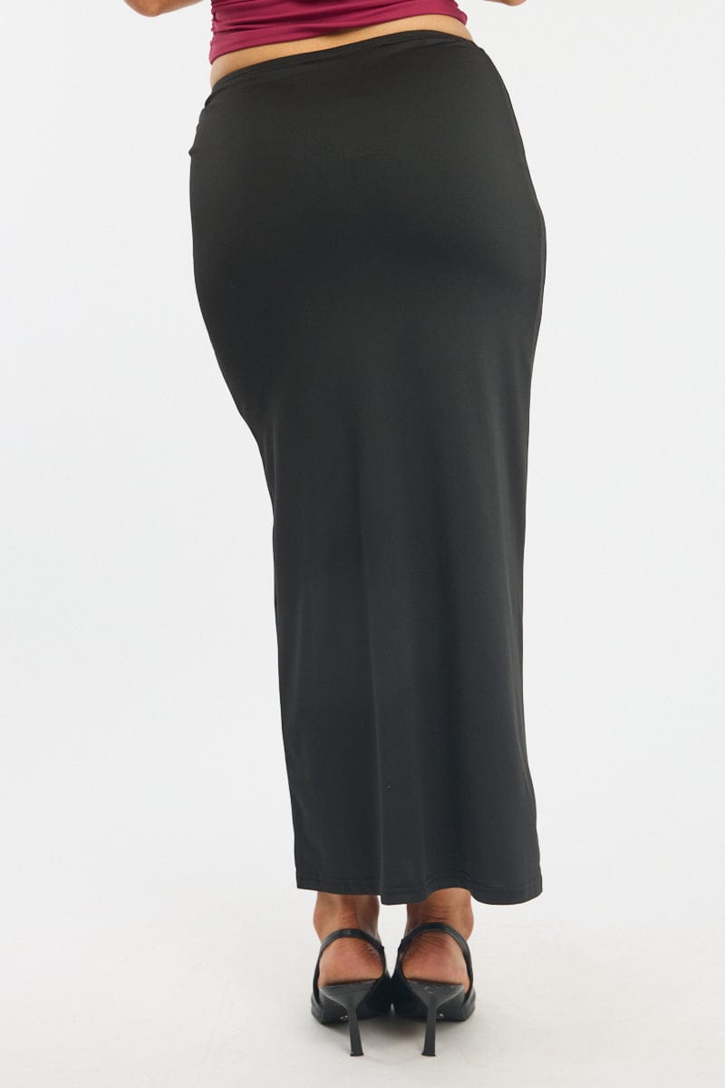 Black Hardware Buckle Maxi Skirt for Ally Fashion