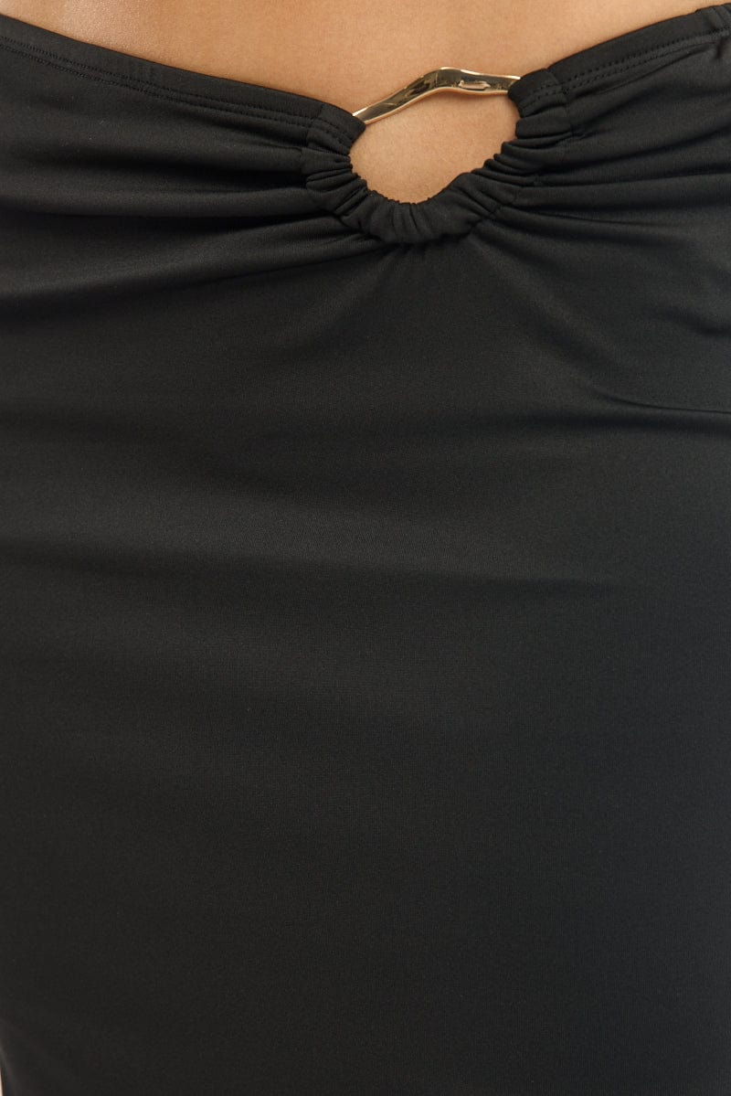 Black Hardware Buckle Maxi Skirt for Ally Fashion