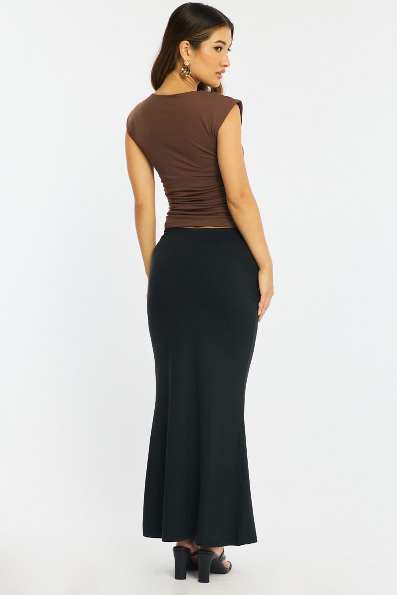Black Maxi Skirt Elasticated Waist Beaded Details for Ally Fashion