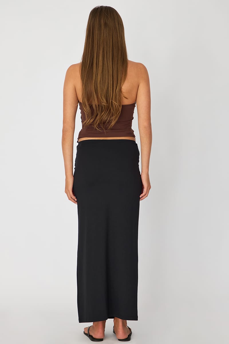 Black Beaded Maxi Skirt Elastic Waist Winter Jersey for Ally Fashion