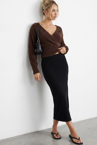 スカート DICH HENDERSON jogging maxi skirt Black Black Maxi Skirt Elasticated Waist Side Split | Ally Fashion
