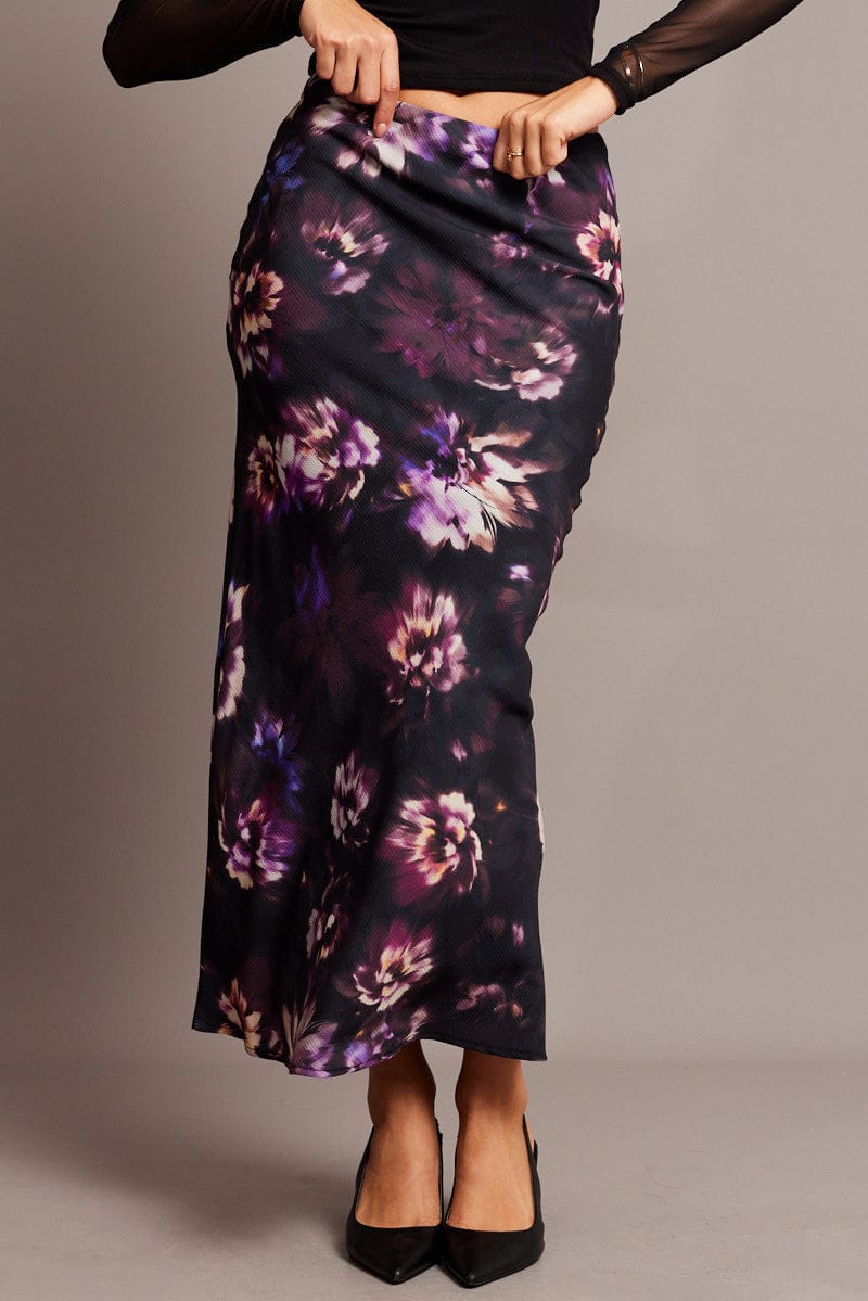 Purple Floral Slip Skirt Maxi for Ally Fashion