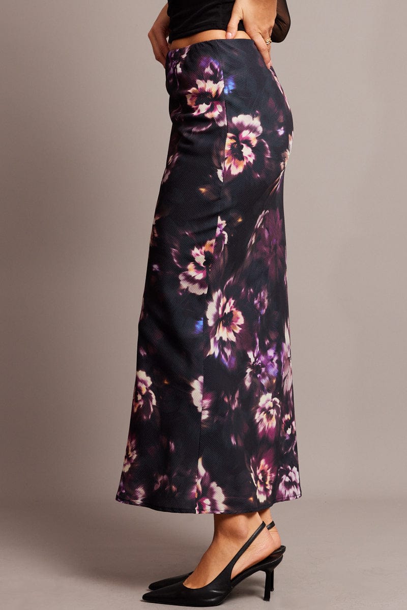 Purple Floral Slip Skirt Maxi for Ally Fashion