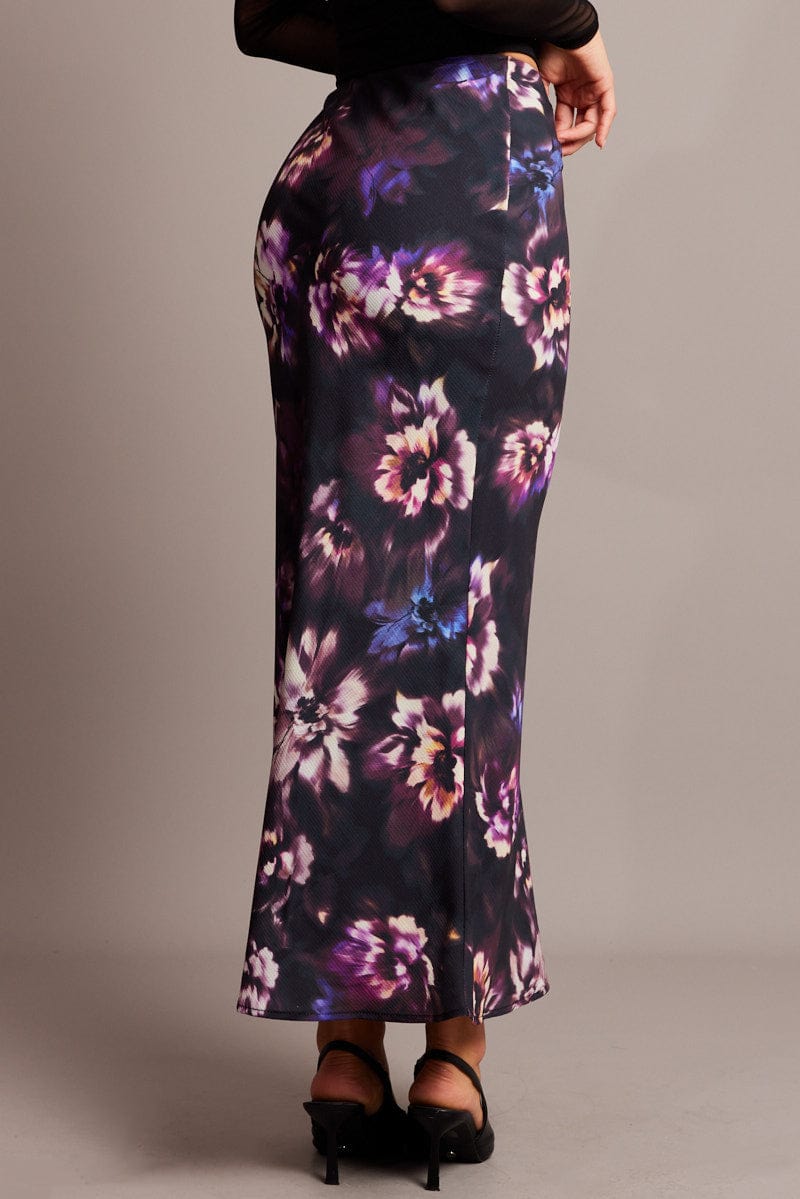 Purple Floral Slip Skirt Maxi for Ally Fashion