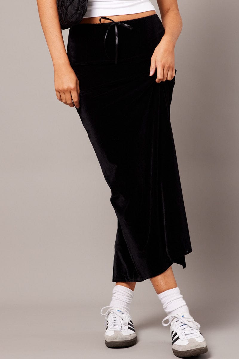 Black Maxi Skirt Velvet for Ally Fashion