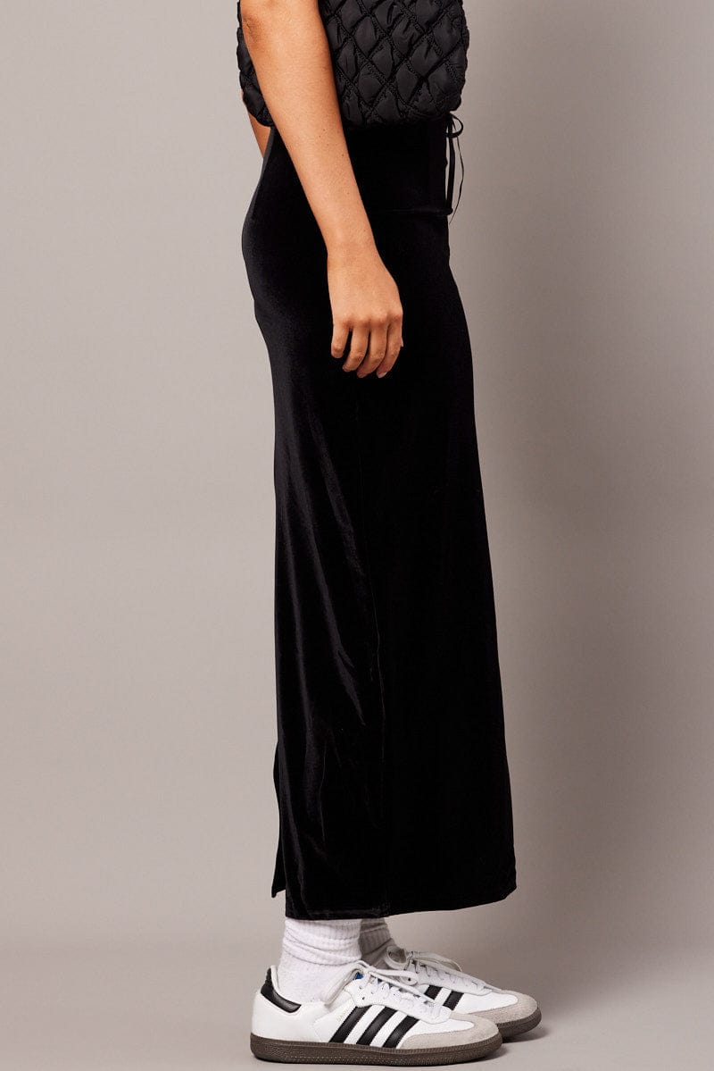 Black Maxi Skirt Velvet for Ally Fashion