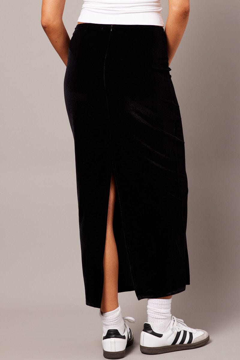 Black Maxi Skirt Velvet for Ally Fashion