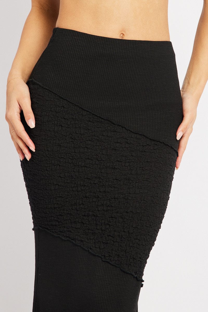 Black Midi Skirt Texture for Ally Fashion