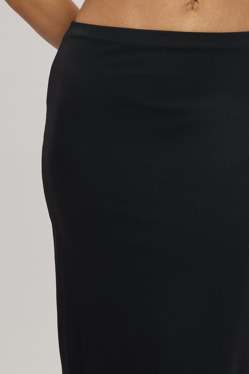 Black Midi Skirt High Rise Supersoft Lined for Ally Fashion