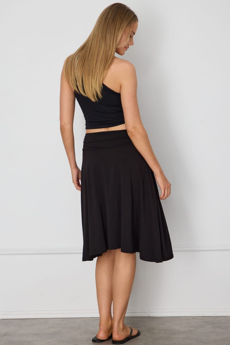 Black Midi Skirt Low Rise Twist Detail for Ally Fashion