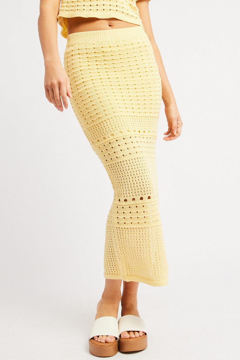 Yellow Crochet Skirt High Rise Maxi for Ally Fashion