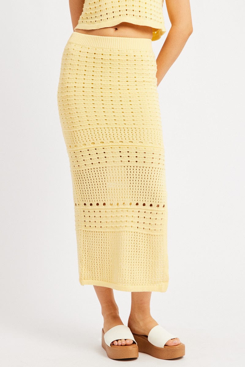 Yellow Crochet Skirt High Rise Maxi for Ally Fashion