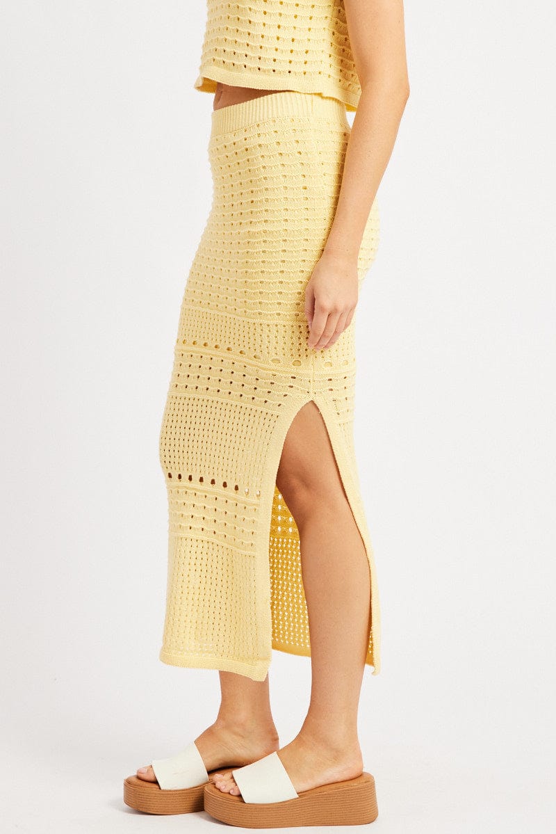 Yellow Crochet Skirt High Rise Maxi for Ally Fashion