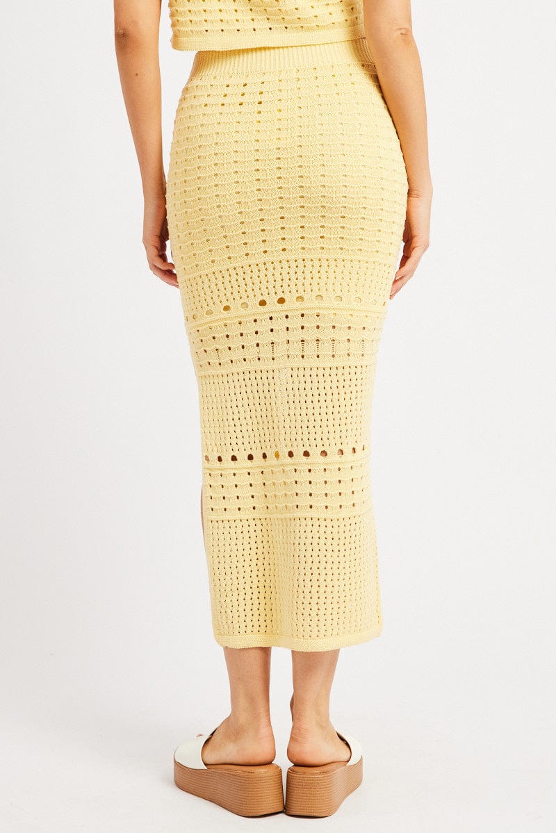 Yellow Crochet Skirt High Rise Maxi for Ally Fashion