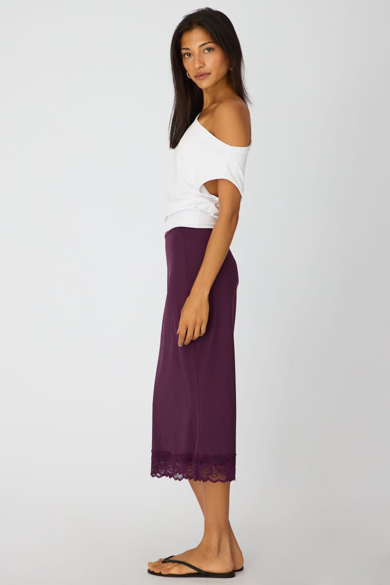 Purple Midi Lace Skirt Mid Waisted Calf Length Supersoft for Ally Fashion