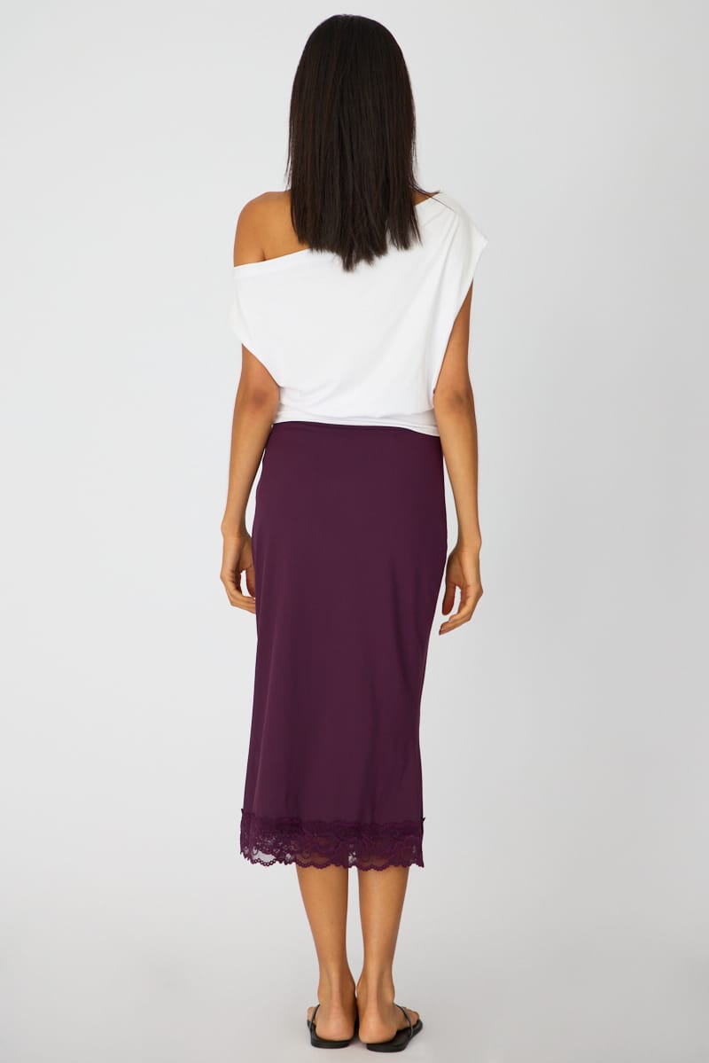 Purple Midi Lace Skirt Mid Waisted Calf Length Supersoft for Ally Fashion