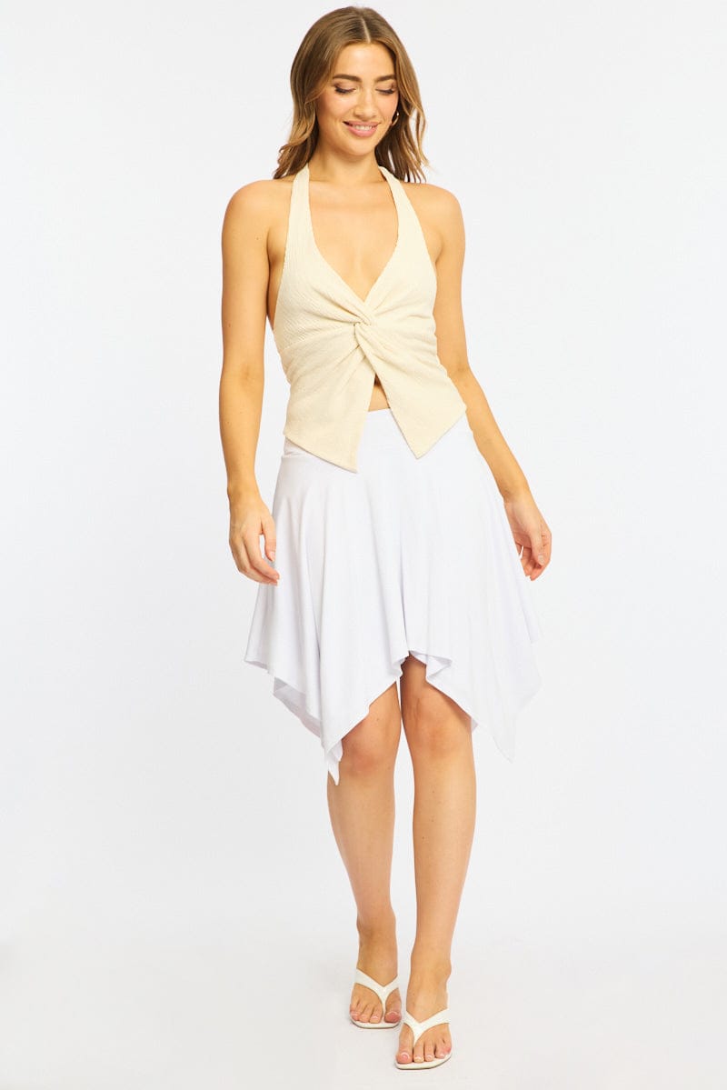 knee length dresses for ladies Sweetest Thing White Scarf Detail Midi Dress main image 1
