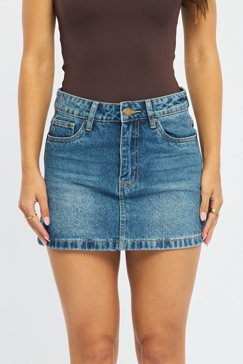 Denim Mini Skirt Mid Rise Regular Fit for Ally Fashion