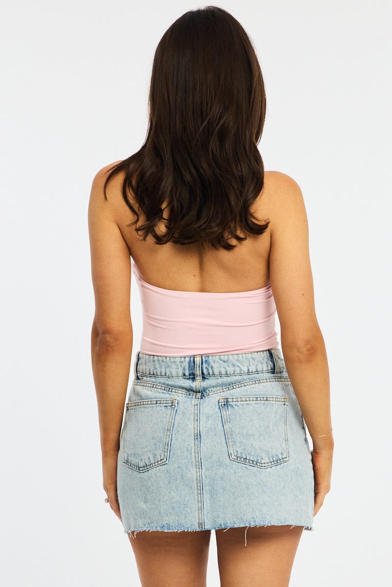 Denim Denim Mini Skirt Mid Rise Raw Edge for Ally Fashion