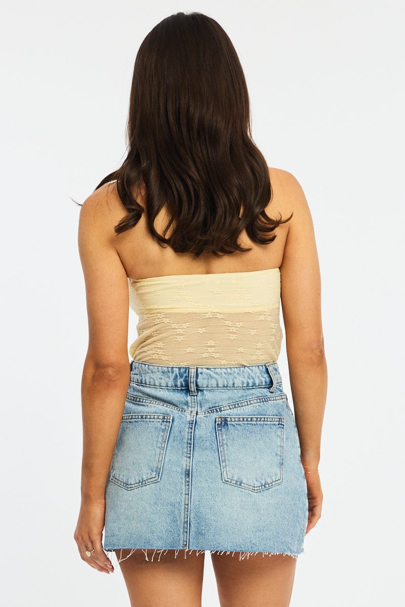 Denim Denim Mini Skirt Mid Rise Raw Edge for Ally Fashion