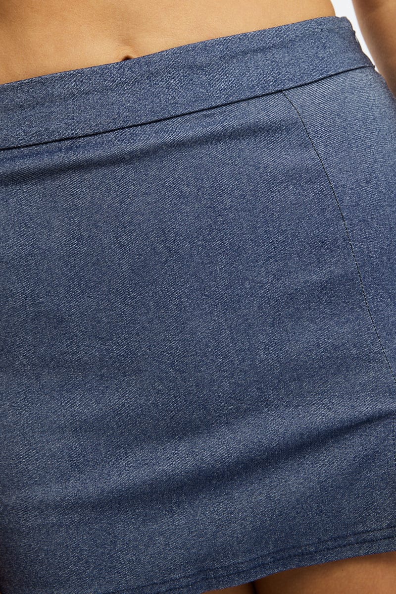 Denim Mini Skort High Rise Front Split Begaline Lined for Ally Fashion