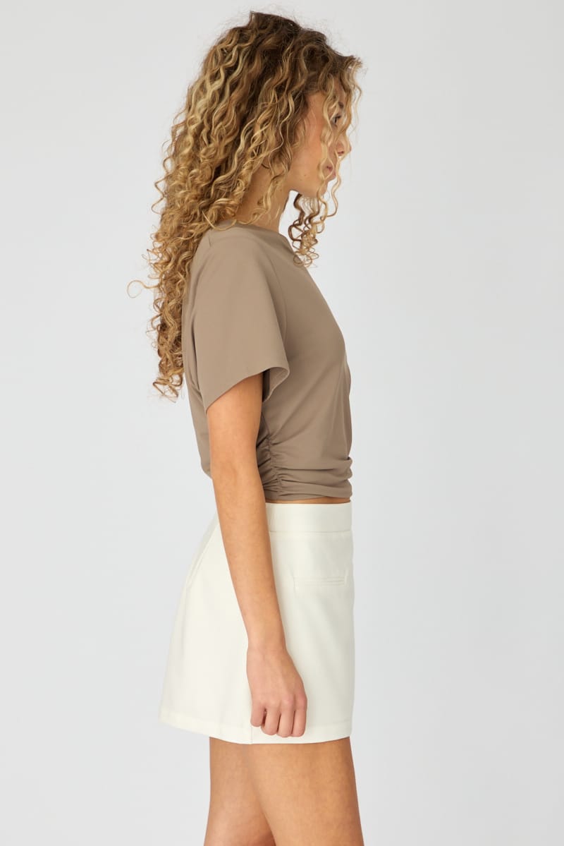 White Mini Skort Skirt High Rise Pocket Detail Tailored for Ally Fashion