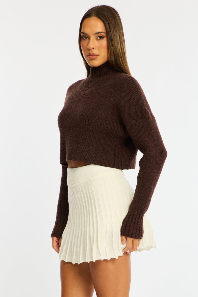 White Knit Skort Skirt High Waisted Shorts Pleated for Ally Fashion