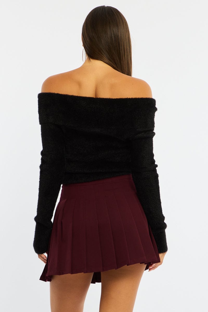 Red Pleated Skirt Mid Rise Longline for Ally Fashion