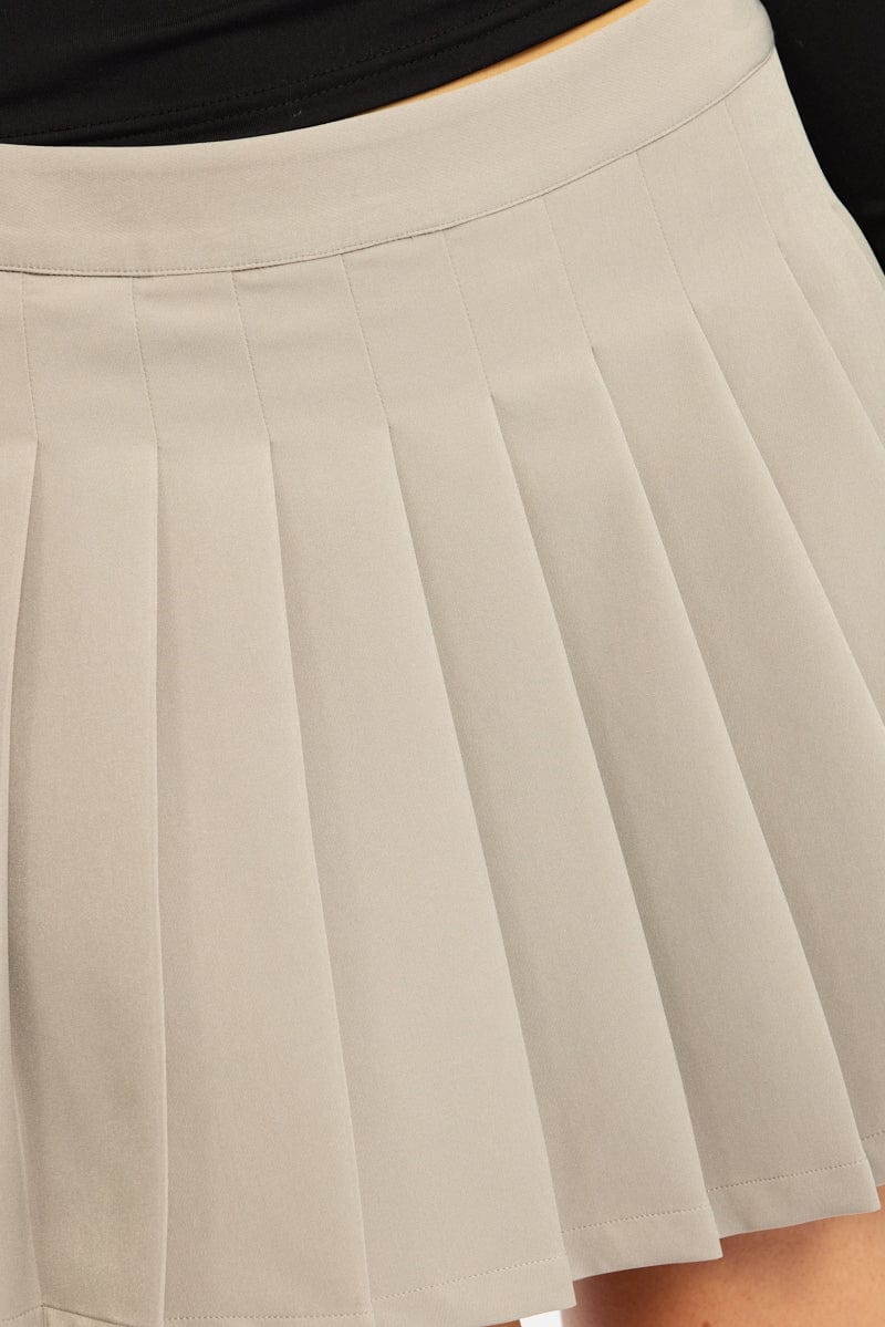 Grey Pleated Skirt Mid Rise Longline for Ally Fashion