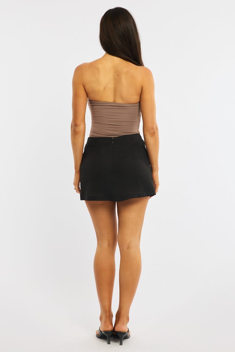Black Mini Skort Skirt High Rise Tailored for Ally Fashion