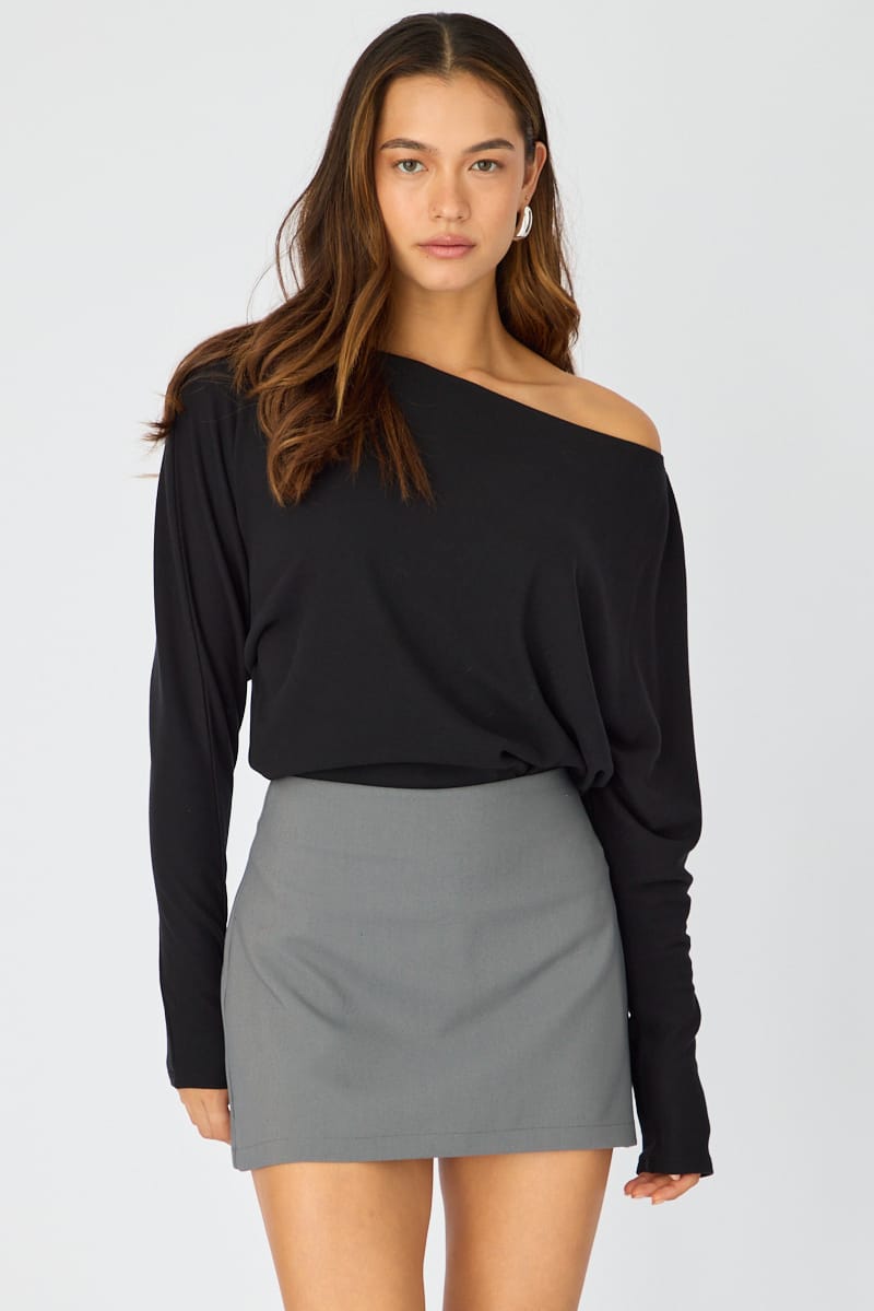 Grey Mini Skort Skirt High Rise Tailored for Ally Fashion